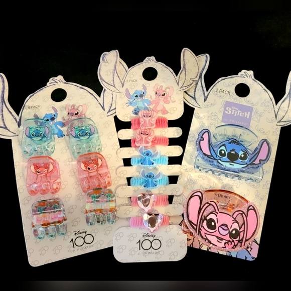 Disney Stitch and Angel Hair accessories Bundle Lilo Claw Duck Jaw Clip Ponytail - Picture 1 of 5